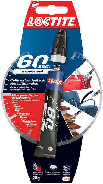 LOCTITE 60SEC UNIVERSAL 20G EXTRA STERKE EN CORRIGEERBARE LIJM