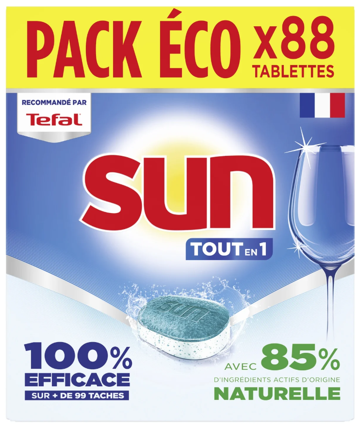SUN VAATWASTABLETTEN TOUT EN 1 REGULAR 88 TABS PACK ECO