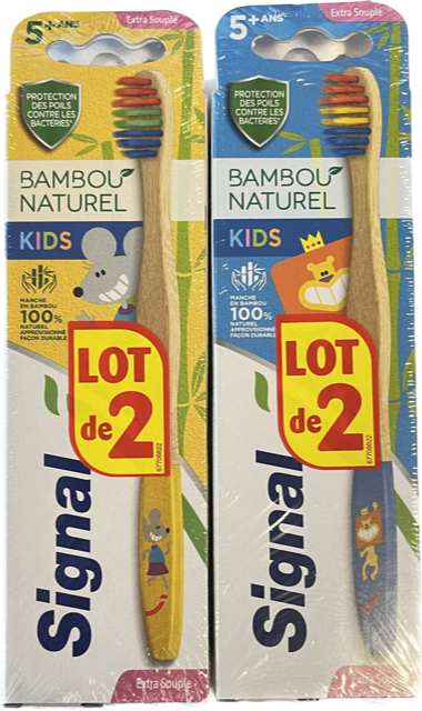 SIGNAL TANDENBORSTEL LOT DE 2 X BAMBOU KIDS 5+ EXTRA SOUPLE