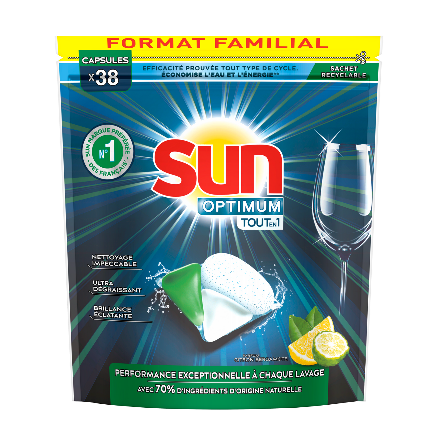 SUN OPTIMUM VAATWASTABLETTEN 38 STUKS CITRON BERGAMOTE