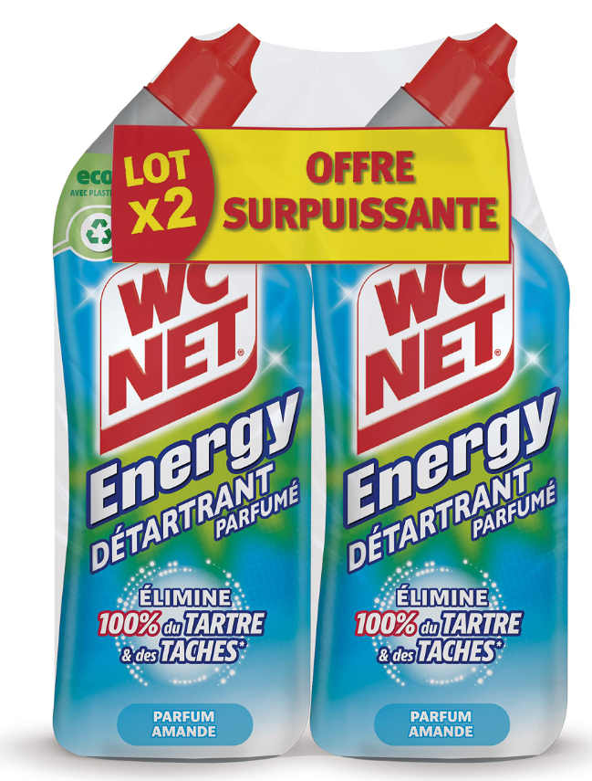 WC NET WC GEL ENERGY DETARTRANT PARFUMEE LOT DE 2 X 750ML