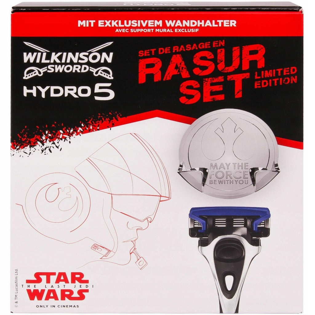 WILKINSON SCHEERSET HYDRO 5 STAR WARS (SCHEERMES + 1 MESJE + WANDHOUDER)