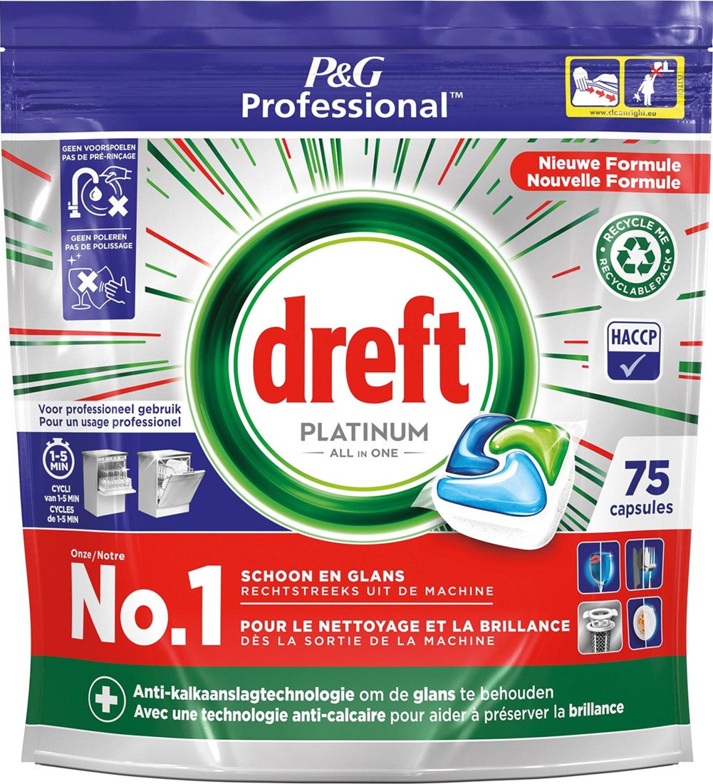 DREFT VAATWASTABS PLATINUM ALL IN ONE 75 STUKS REGULAR