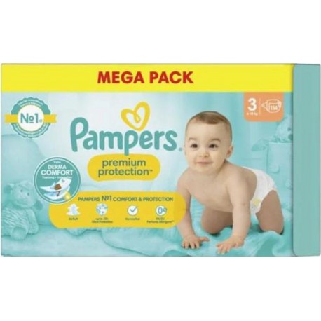 PAMPERS PREMIUM PROTECTION LUIERS MEGA PACK 114 STUKS MAAT 3 (6-10KG)
