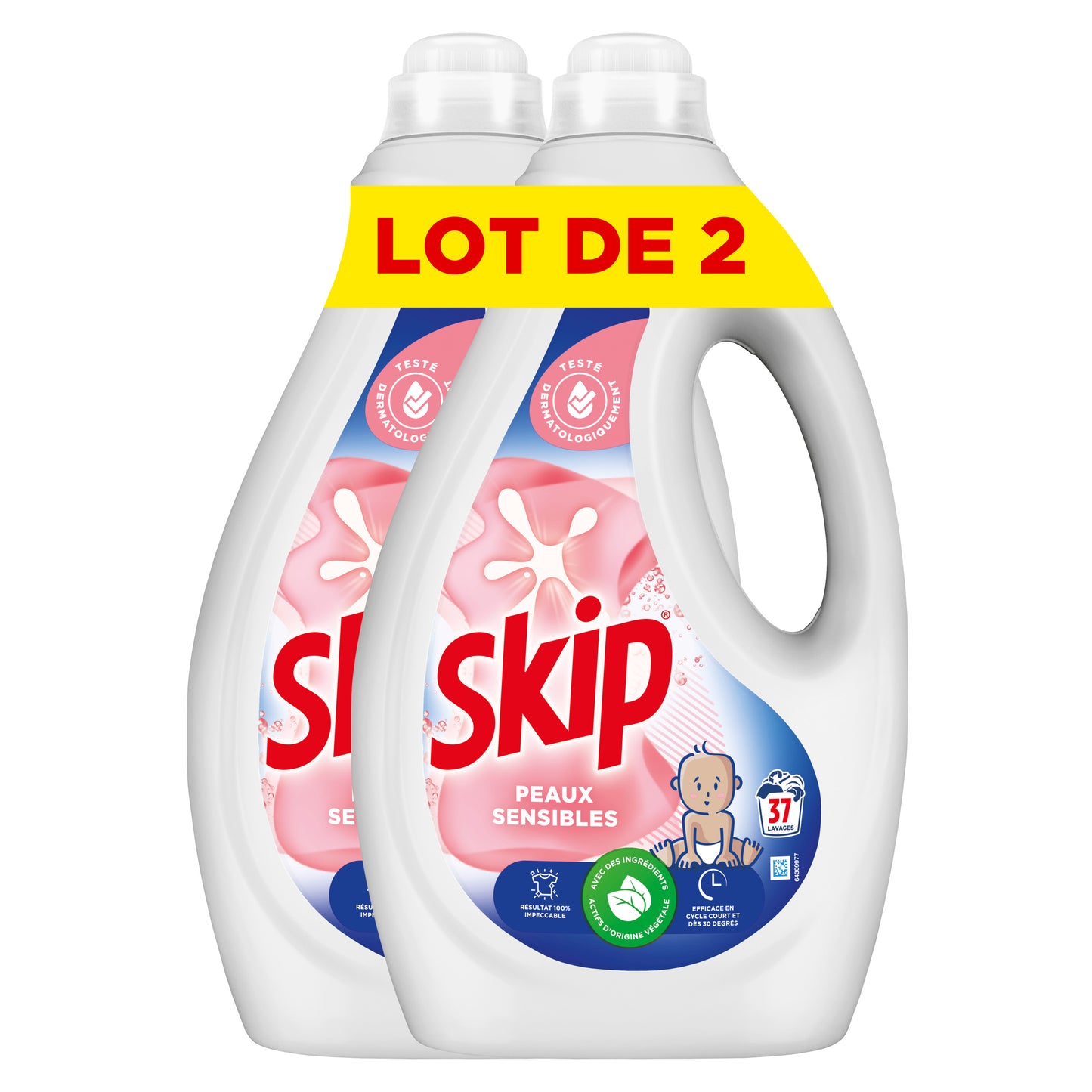 SKIP VLOEIBAAR WASMIDDEL PEAUX SENSIBLES LOT DE 2 X 37SC 1,665L