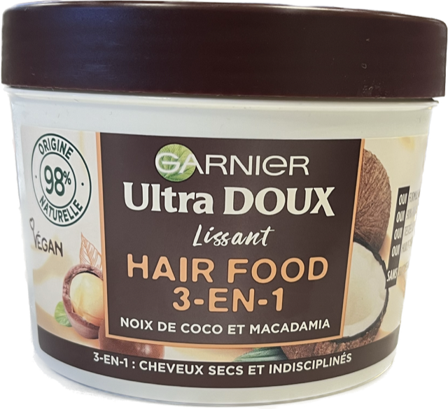 GARNIER ULTRA DOUX HAARMASKER 390ML LISSANT HAIR FOOD NOIX DE COCO ET MACADAMIA