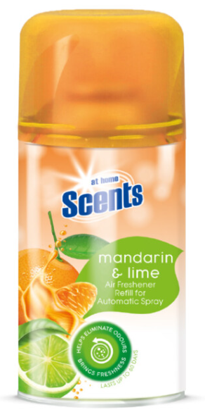 AT HOME SCENTS LUCHTVERFRISSER REFILL SPRAY 250ML MANDARIN & LIME
