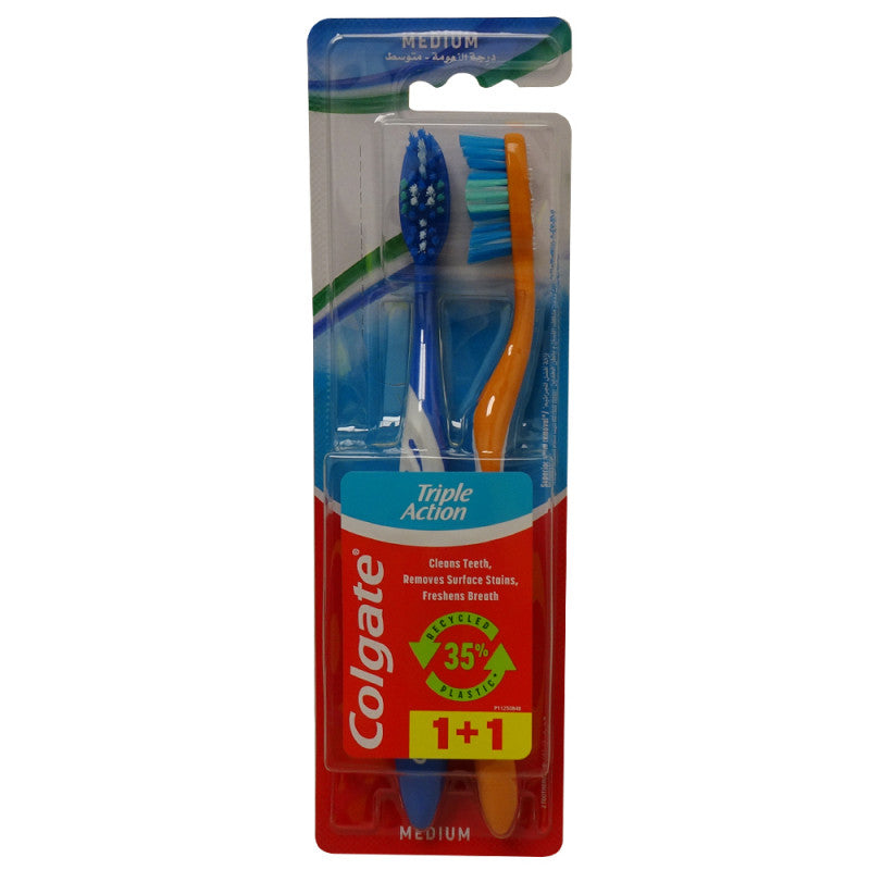 COLGATE TANDENBORSTEL TRIPLE ACTION MEDIUM 2 STUKS
