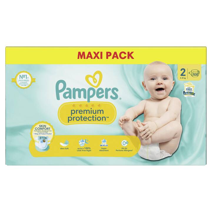 PAMPERS PREMIUM PROTECTION LUIERS MAXI PACK 108 STUKS MAAT 2 (4-8KG)
