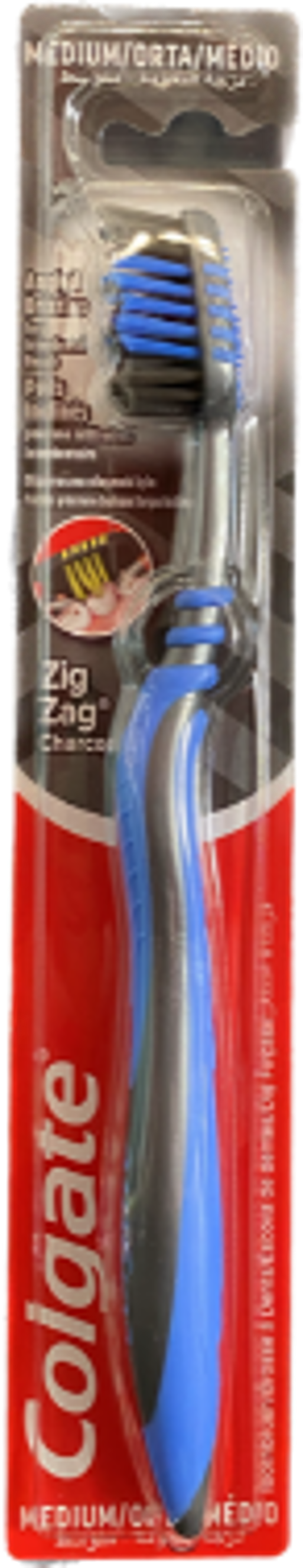 COLGATE TANDENBORSTEL ZIG ZAG CHARCOAL MEDIUM