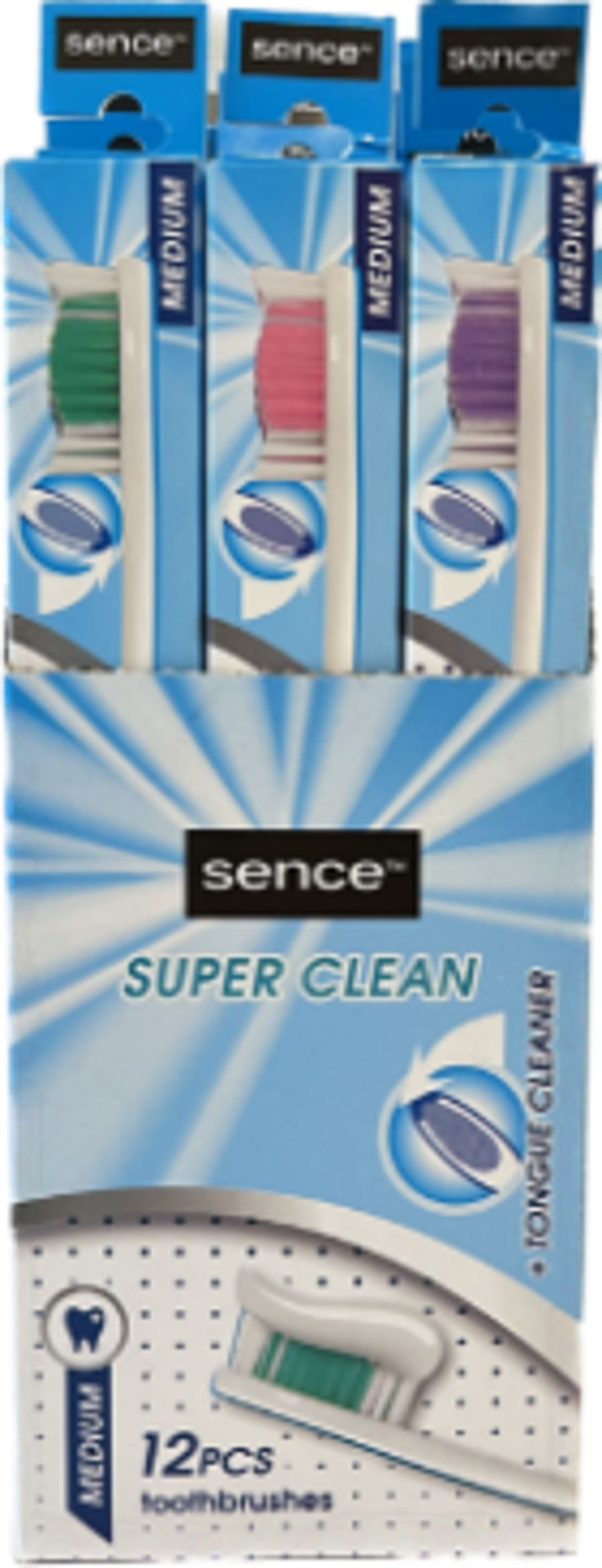 DISPLAY SENCE TANDENBORSTELS 12 ST SUPER CLEAN MEDIUM