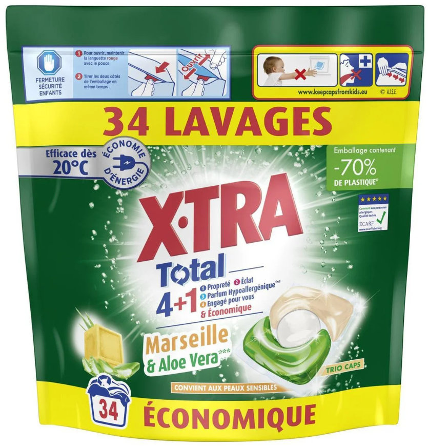 X-TRA PODS 34 PCS TOTAL 4+1 MARSEILLE & ALOE VERA