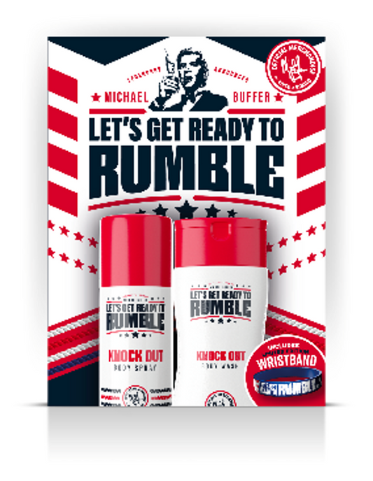 LETS GET READY TO RUMBLE GIFTSET KNOCK OUT BODY SPRAY + BODY WASH + WRISTBAND