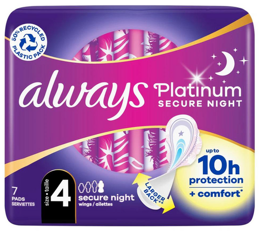 ALWAYS MAANDVERBAND PLATINUM SECURE NIGHT TAILLE 4   7 PCS