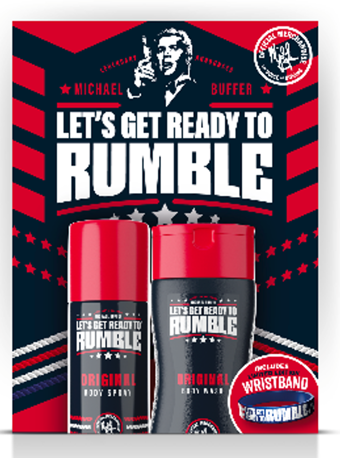 LETS GET READY TO RUMBLE GIFTSET ORIGINAL  BODY SPRAY + BODY WASH + WRISTBAND