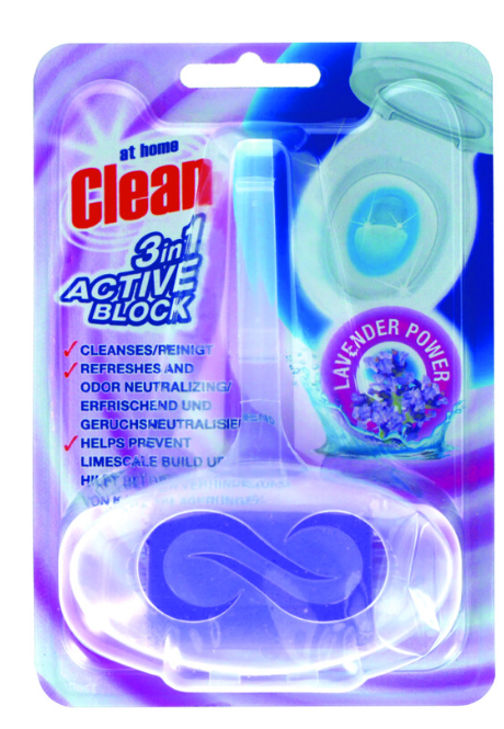 AT HOME TOILET BLOK 40G CLEAN 3 X ACTIVE  LAVENDER
