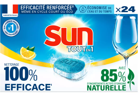 SUN VAATWASTABLETTEN TOUT EN 1 24ST CITRON