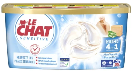 LE CHAT SENSITIVE PODS 4 EN 1 ALOE VERA & MARSEILLE 35PCS
