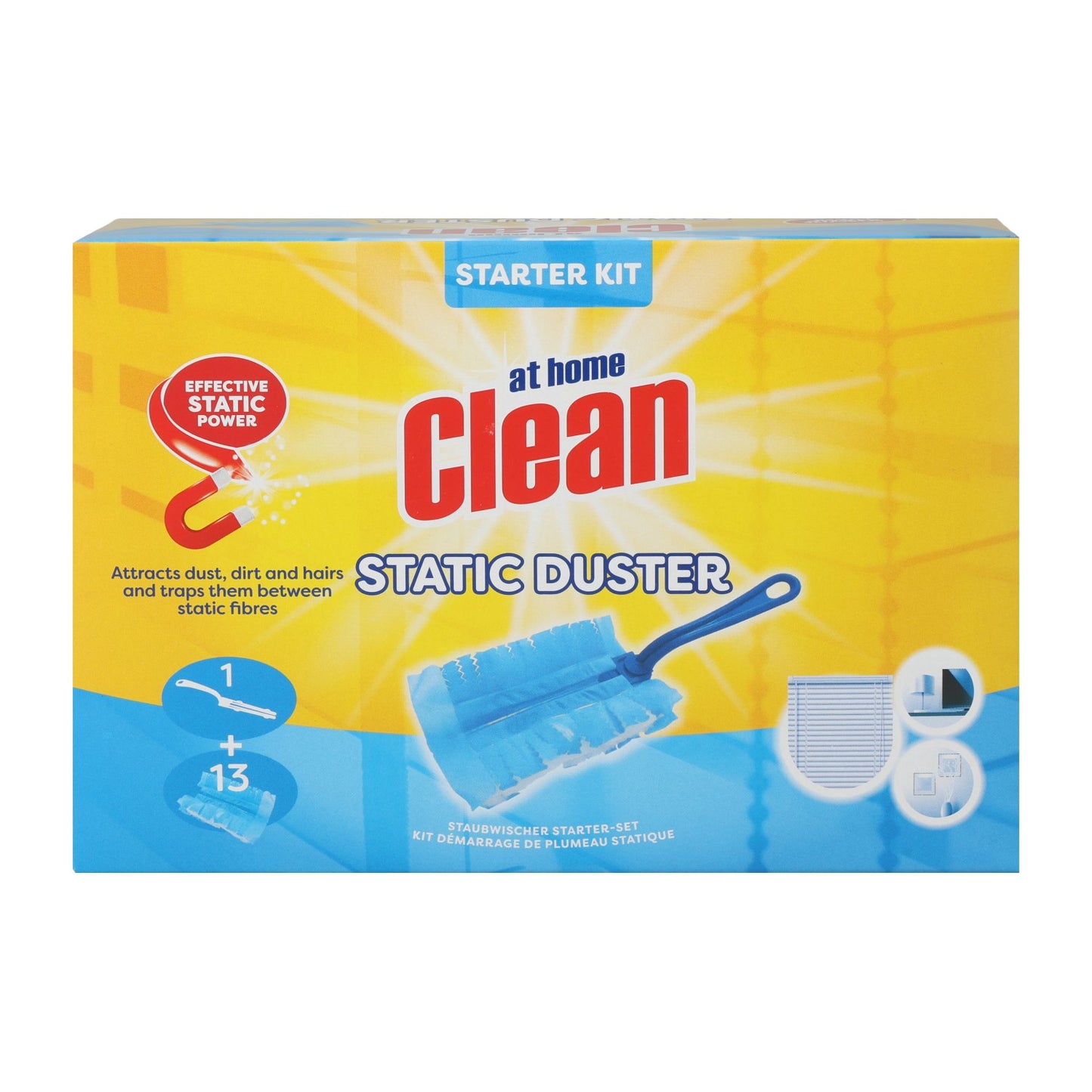AT HOME CLEAN STATIC DUSTER STARTER SET 1 HOUDER + 13 REFILLS