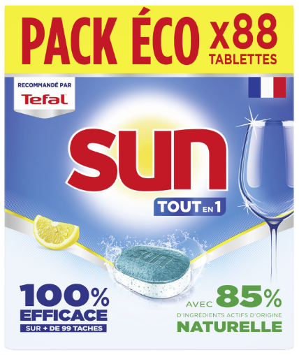 SUN VAATWASTABLETTEN TOUT EN 1 CITRON 88 TABS PACK ECO