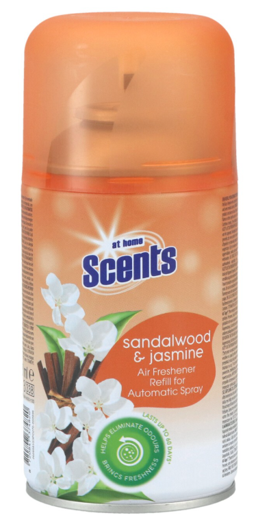 AT HOME SCENTS LUCHTVERFRISSER REFILL SPRAY 250ML SANDALWOOD & JASMIN
