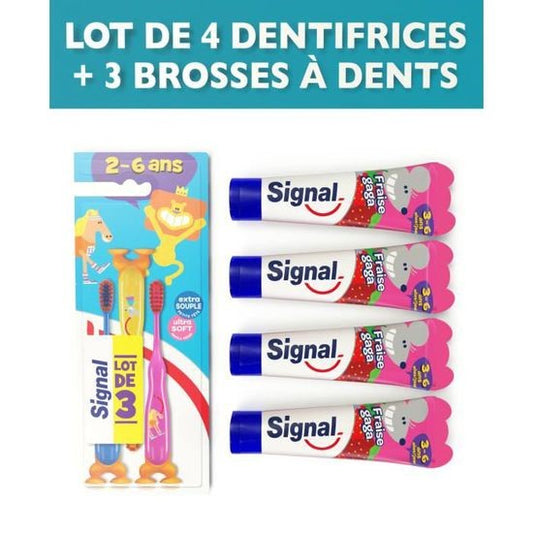 SIGNAL MIXDOOS KIDS 4 X TANDPASTA + 1 X  TANDENBORSTEL ( 3-PACK)