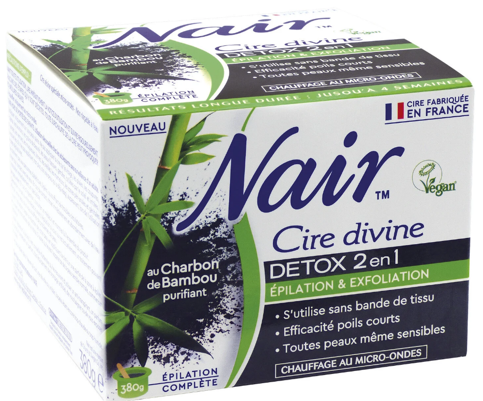 NAIR CIRE DIVINE 380GR DETOX 2 EN 1 CHARBON DE BAMBOU