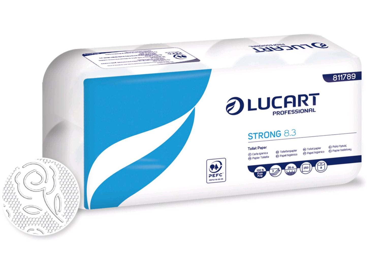TOILETPAPIER STRONG LUCART 3-L          9 X 8 ROLLEN 250 VEL (811789)