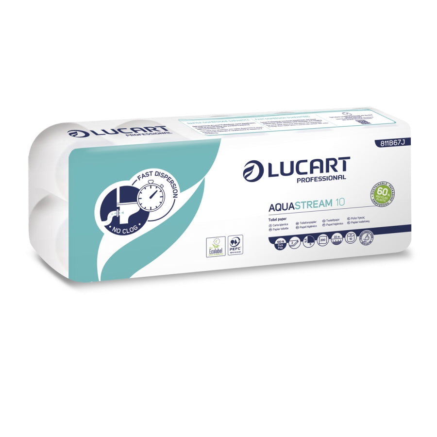 TOILETPAPIER STRONG LUCART AQUASTREAM 2-L 12 X 10 ROL 200VEL (811B67J)