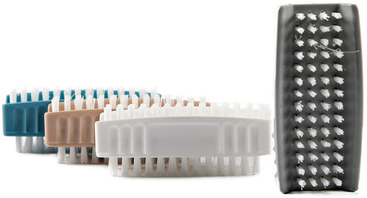 NAGELBORSTEL POLYAMIDE, DUBBEL, PLASTIEK MONTUUR