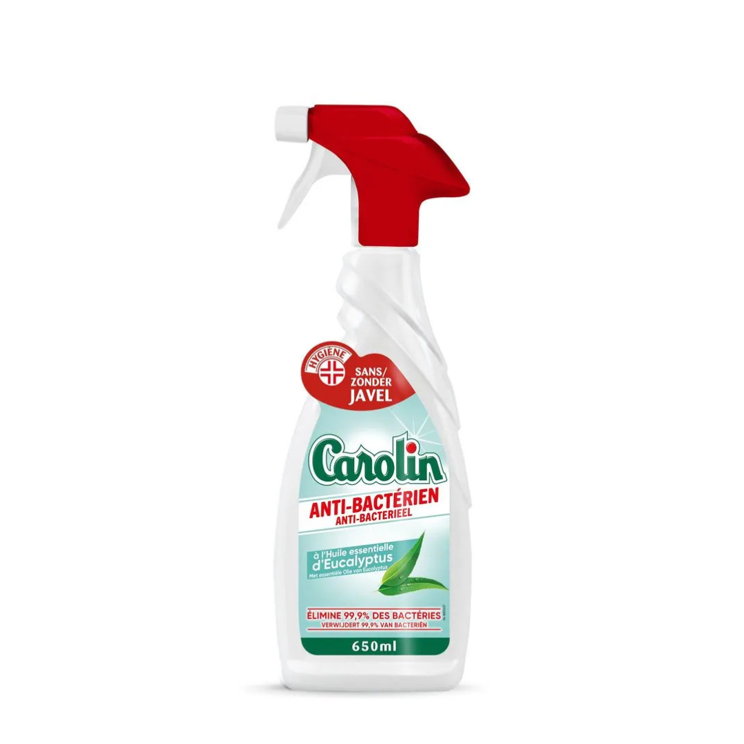 CAROLIN ALLESREINIGER SPRAY ANTI-BACTERIËN ZONDER JAVEL EUCALYPTUS 650ML