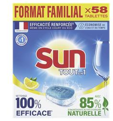 SUN VAATWASTABLETTEN TOUT EN 1 CITRON FORMAT FAMILLIAL 58 TABS