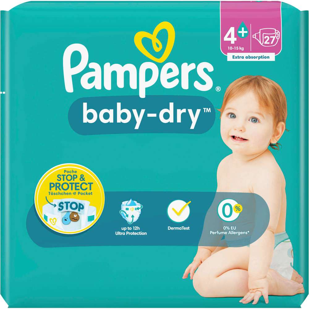 PAMPERS BABY DRY MAAT 4+ ( 10-15KG) 27PCS