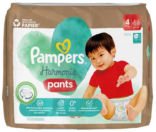 PAMPERS HARMONIE LUIERBROEKJES MAAT 4 (9-15KG)  32ST
