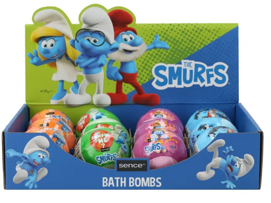 SENCE LES SCHTROUMPFS PRÉSENTOIR DE BOMBES DE BAIN 12PCS 100GR 4 ASSORTIMENTS