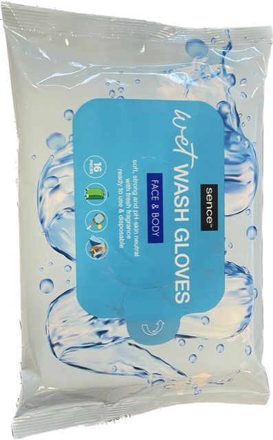SENCE VOCHTIGE WASHANDJES 16 STUKS FACE & BODY