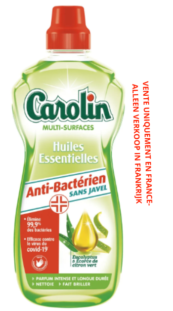 CAROLIN ALLESREINIGER ANTI BACTERIEN SANS JAVEL EUCALYPTUS ET CITRON VERT 1L