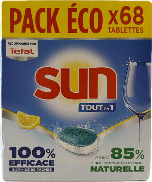 SUN VAATWASTABLETTEN TOUT EN  1 CITRON 68 TABS ECOPACK