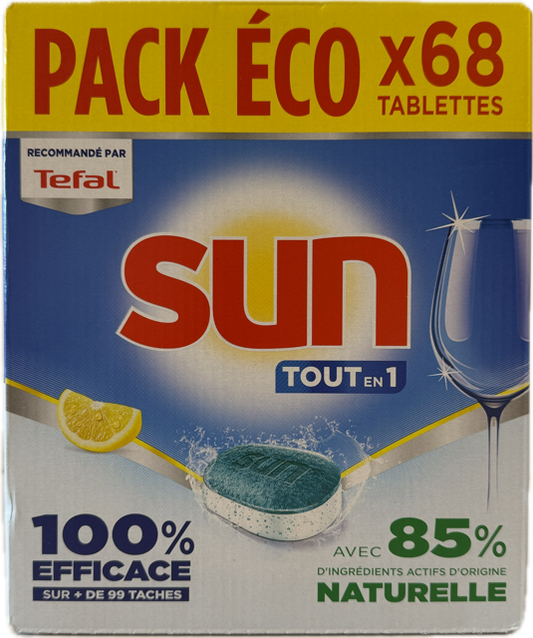 SUN VAATWASTABLETTEN TOUT EN  1 CITRON 68 TABS ECOPACK