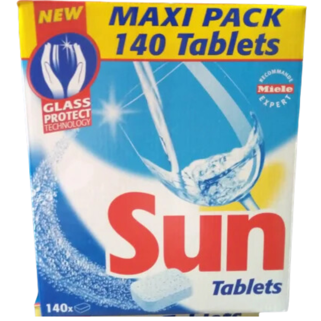 SUN VAATWASTABLETTEN MAXI PACK 140 PCS GLASS PROTECT TECHNOLOGY