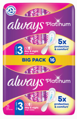 ALWAYS PLATINUM MAANDVERBANDEN 16PCS MAAT 3 LONG PLUS BIG PACK