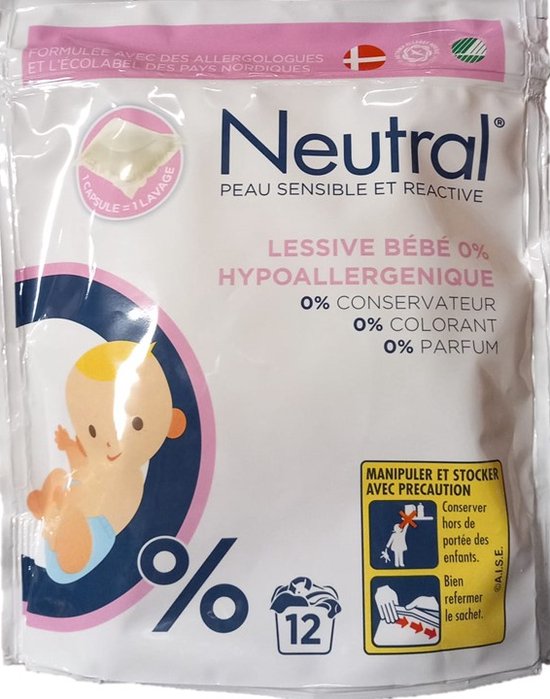 NEUTRAL PODS 12 X 26,5G WASMIDDEL BABY  0% HYPOALLERGEEN