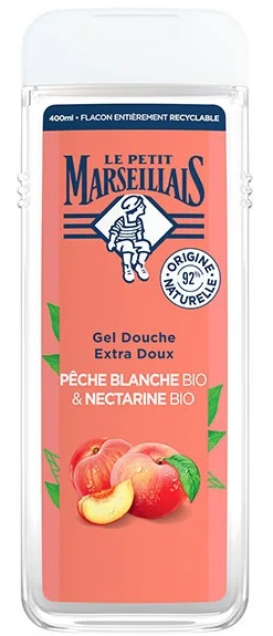 LE PETIT MARSEILLAIS DOUCHE 400 ML PERZIK EN NECTARINE TRANSPARANT
