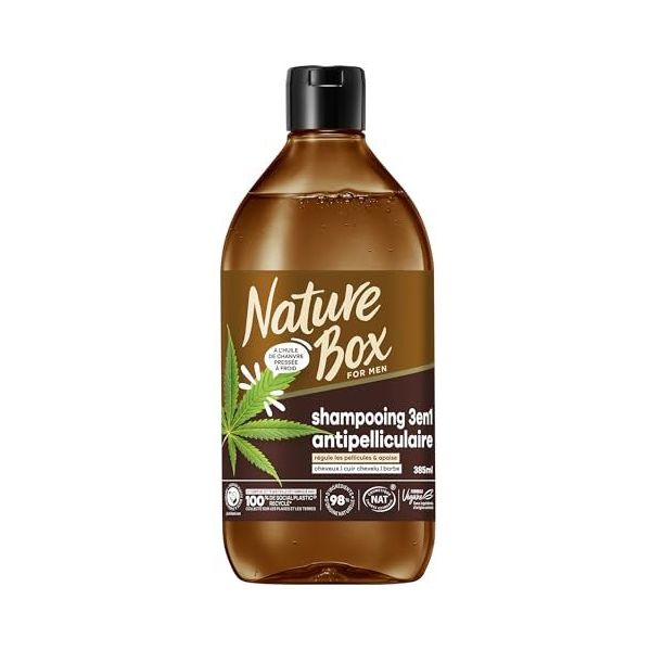 NATURE BOX SHAMPOO MEN  3 IN 1 HUILE DE CHANVRE 385ML