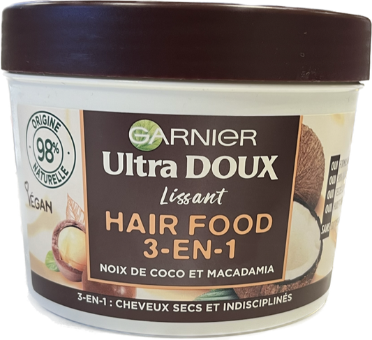 GARNIER ULTRA DOUX HAARMASKER 390ML LISSANT HAIR FOOD NOIX DE COCO ET MACADAMIA