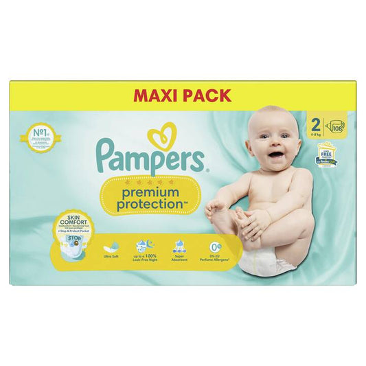 PAMPERS PREMIUM PROTECTION LUIERS MAXI PACK 108 STUKS MAAT 2  (4-8KG)