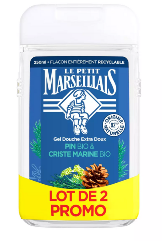 LE PETIT MARSEILLAIS DOUCHE LOT DE 2 X 250ML PIN BIO & CRISTE MARINE BIO
