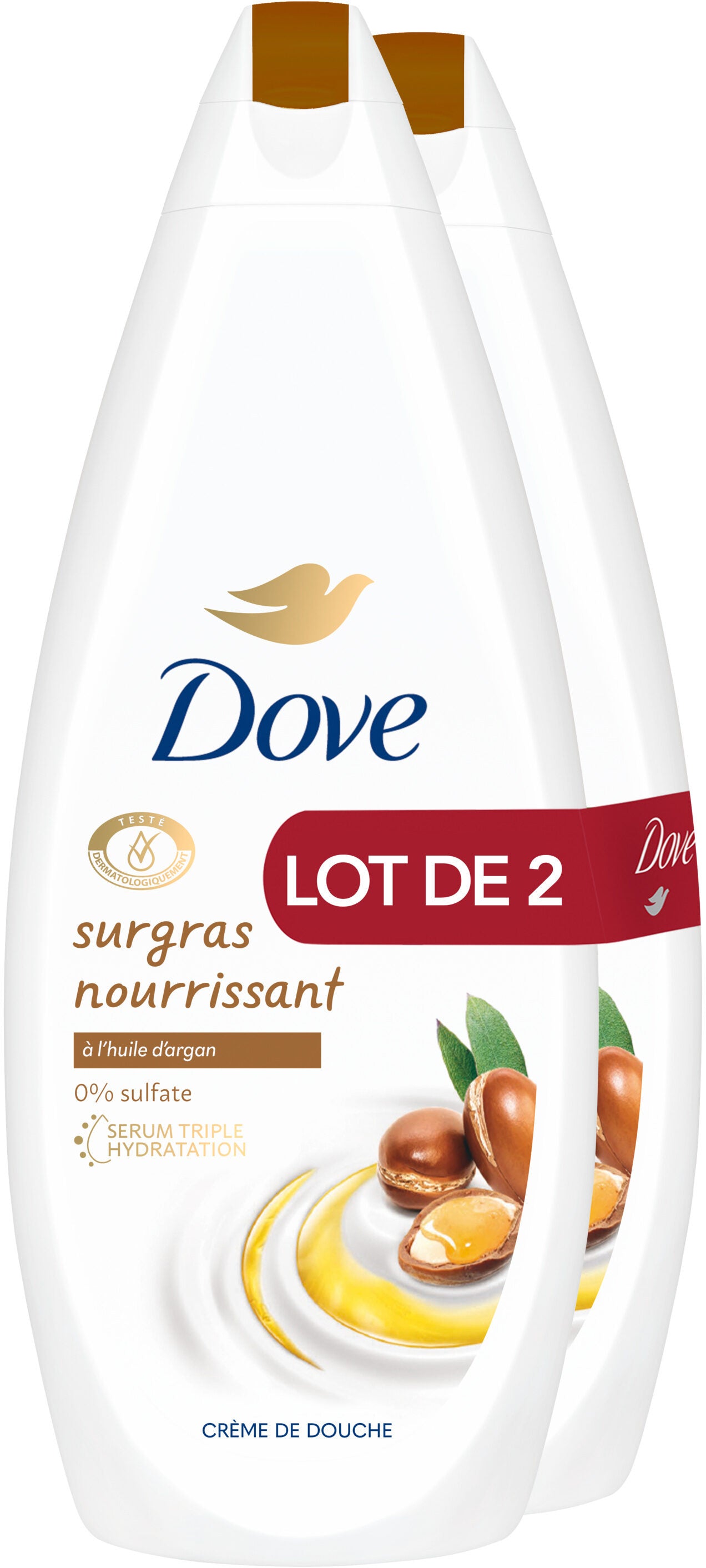 DOVE DOUCHE LOT DE 2 SURGRAS NOURRISSANT MET ARGANOLIE 750ML